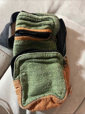 Green & Orange 100% hemp Crossbody-Earthbound Trading Company